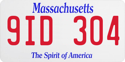 MA license plate 9ID304