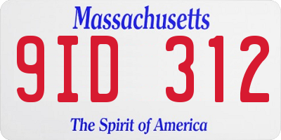 MA license plate 9ID312