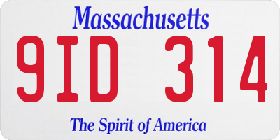 MA license plate 9ID314