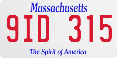 MA license plate 9ID315