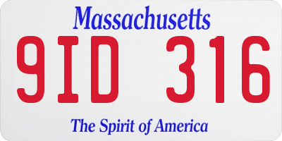 MA license plate 9ID316