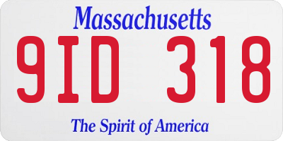 MA license plate 9ID318