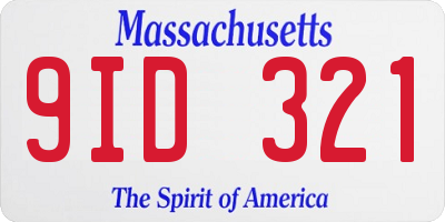 MA license plate 9ID321