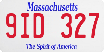 MA license plate 9ID327