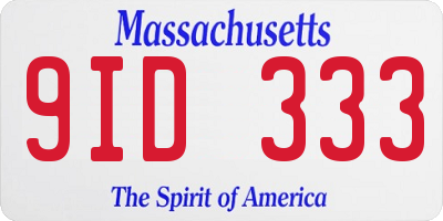MA license plate 9ID333