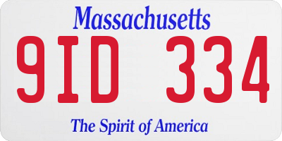MA license plate 9ID334