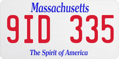 MA license plate 9ID335