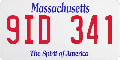 MA license plate 9ID341