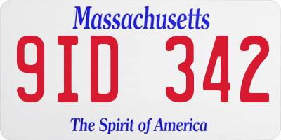 MA license plate 9ID342