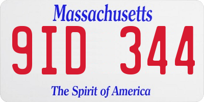 MA license plate 9ID344