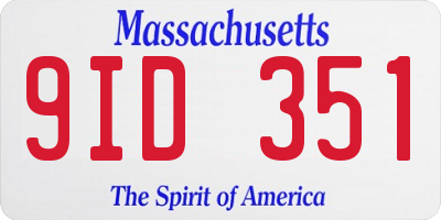 MA license plate 9ID351