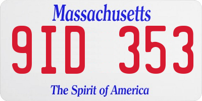 MA license plate 9ID353