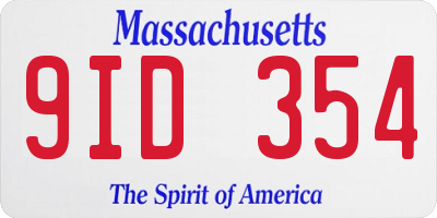 MA license plate 9ID354