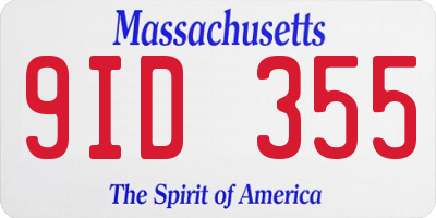 MA license plate 9ID355