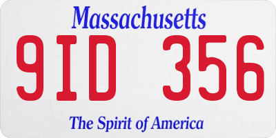 MA license plate 9ID356