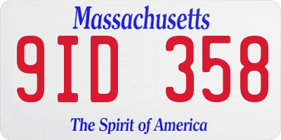 MA license plate 9ID358