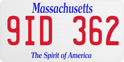 MA license plate 9ID362