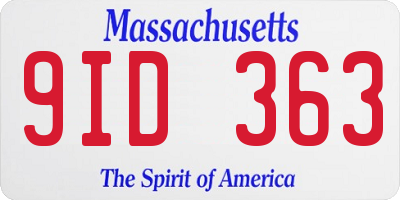 MA license plate 9ID363