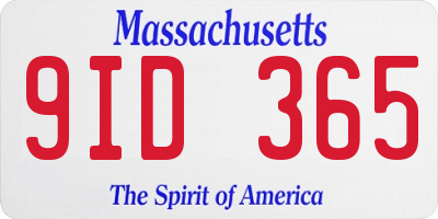 MA license plate 9ID365