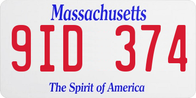 MA license plate 9ID374