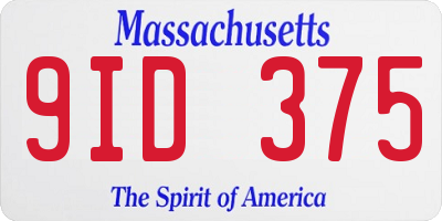 MA license plate 9ID375