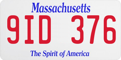 MA license plate 9ID376