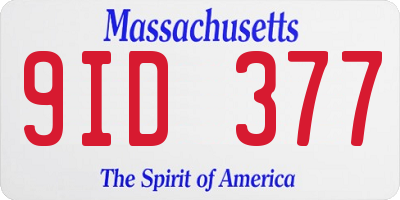 MA license plate 9ID377
