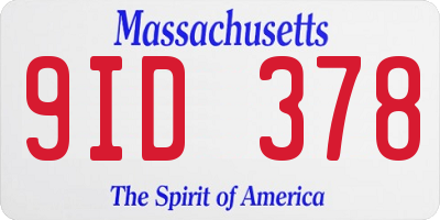 MA license plate 9ID378