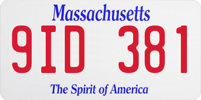 MA license plate 9ID381