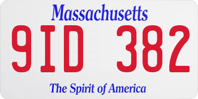 MA license plate 9ID382