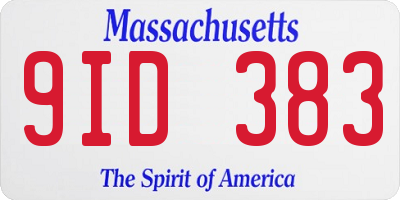 MA license plate 9ID383