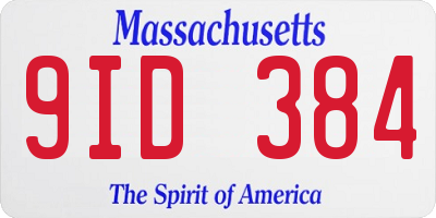 MA license plate 9ID384