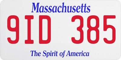 MA license plate 9ID385