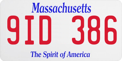MA license plate 9ID386