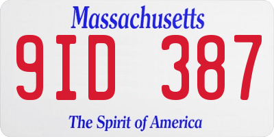 MA license plate 9ID387