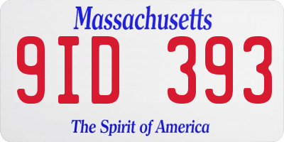 MA license plate 9ID393