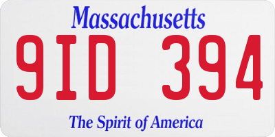 MA license plate 9ID394