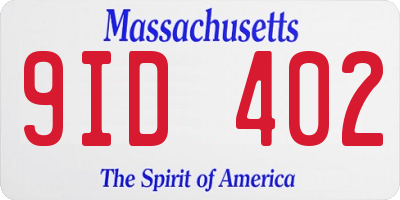 MA license plate 9ID402