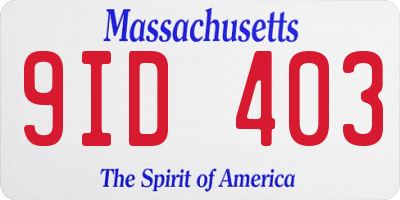 MA license plate 9ID403