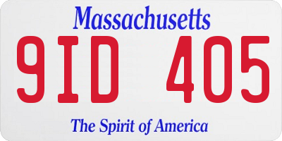 MA license plate 9ID405