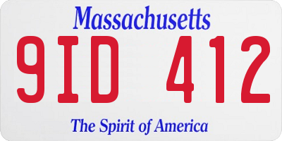 MA license plate 9ID412