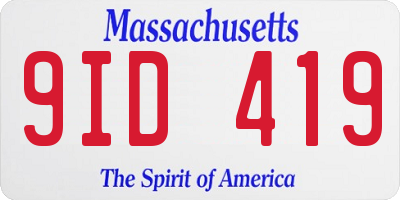 MA license plate 9ID419