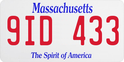 MA license plate 9ID433