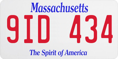MA license plate 9ID434