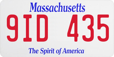 MA license plate 9ID435