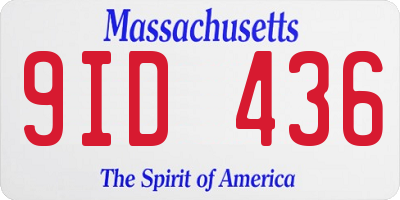 MA license plate 9ID436