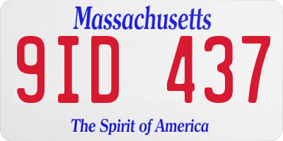 MA license plate 9ID437