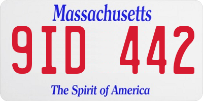 MA license plate 9ID442