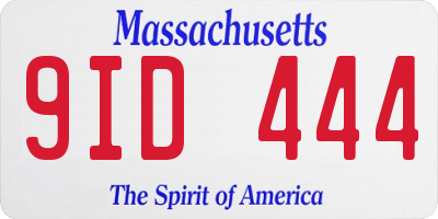 MA license plate 9ID444