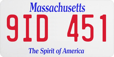 MA license plate 9ID451